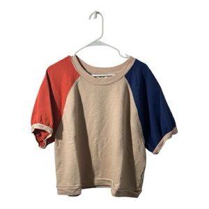 Madewell Colorblock Short Sleeve Sweatshirt XL